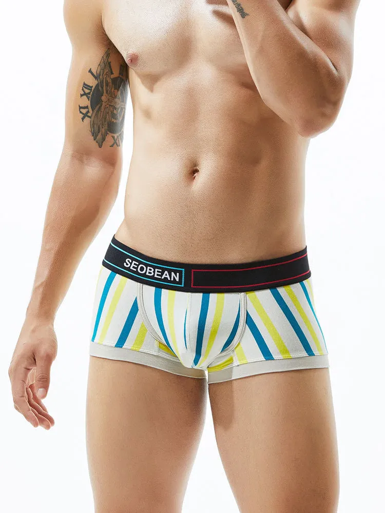 2 Pack Colorful Striped U Convex Pouch Underwear