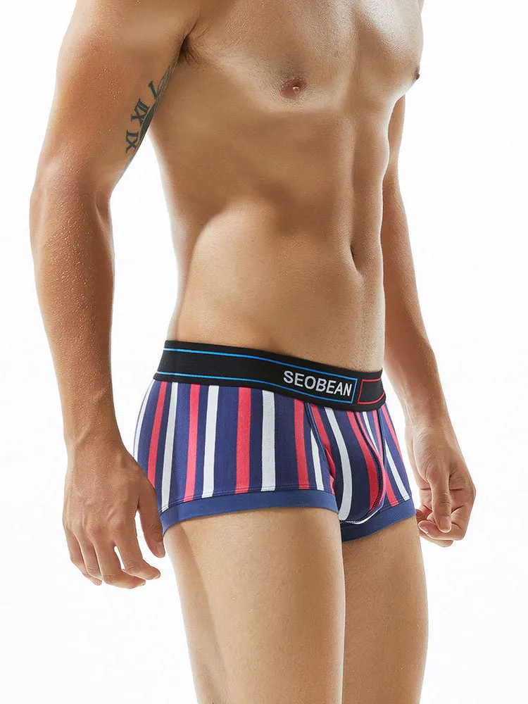 2 Pack Colorful Striped U Convex Pouch Underwear