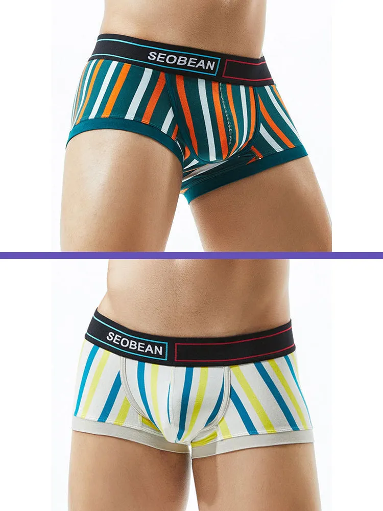 2 Pack Colorful Striped U Convex Pouch Underwear