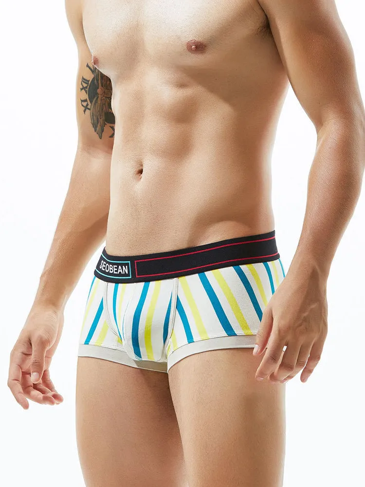 2 Pack Colorful Striped U Convex Pouch Underwear