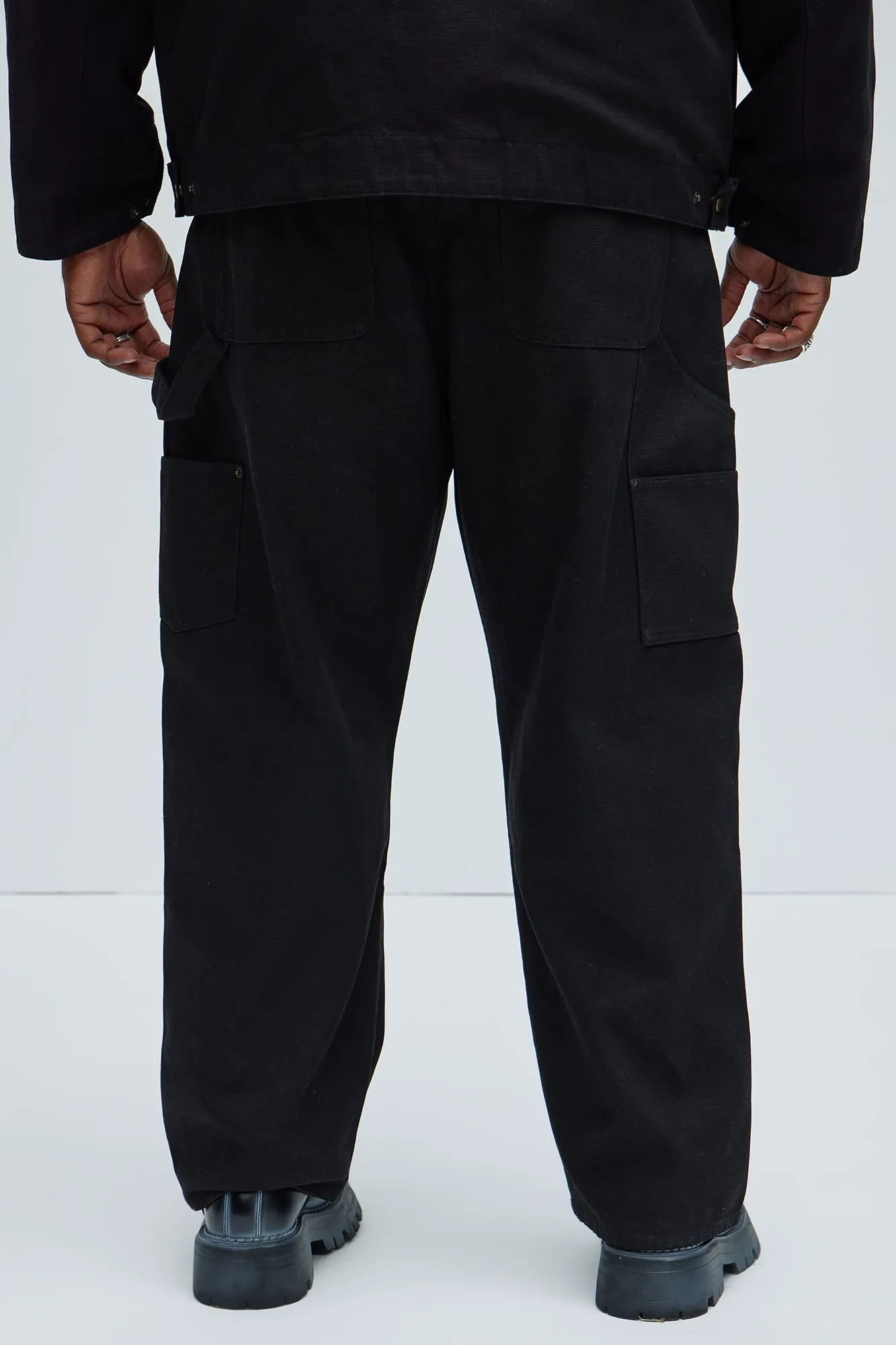 Alexander Double Knee Straight Utility Canvas Pants - Black