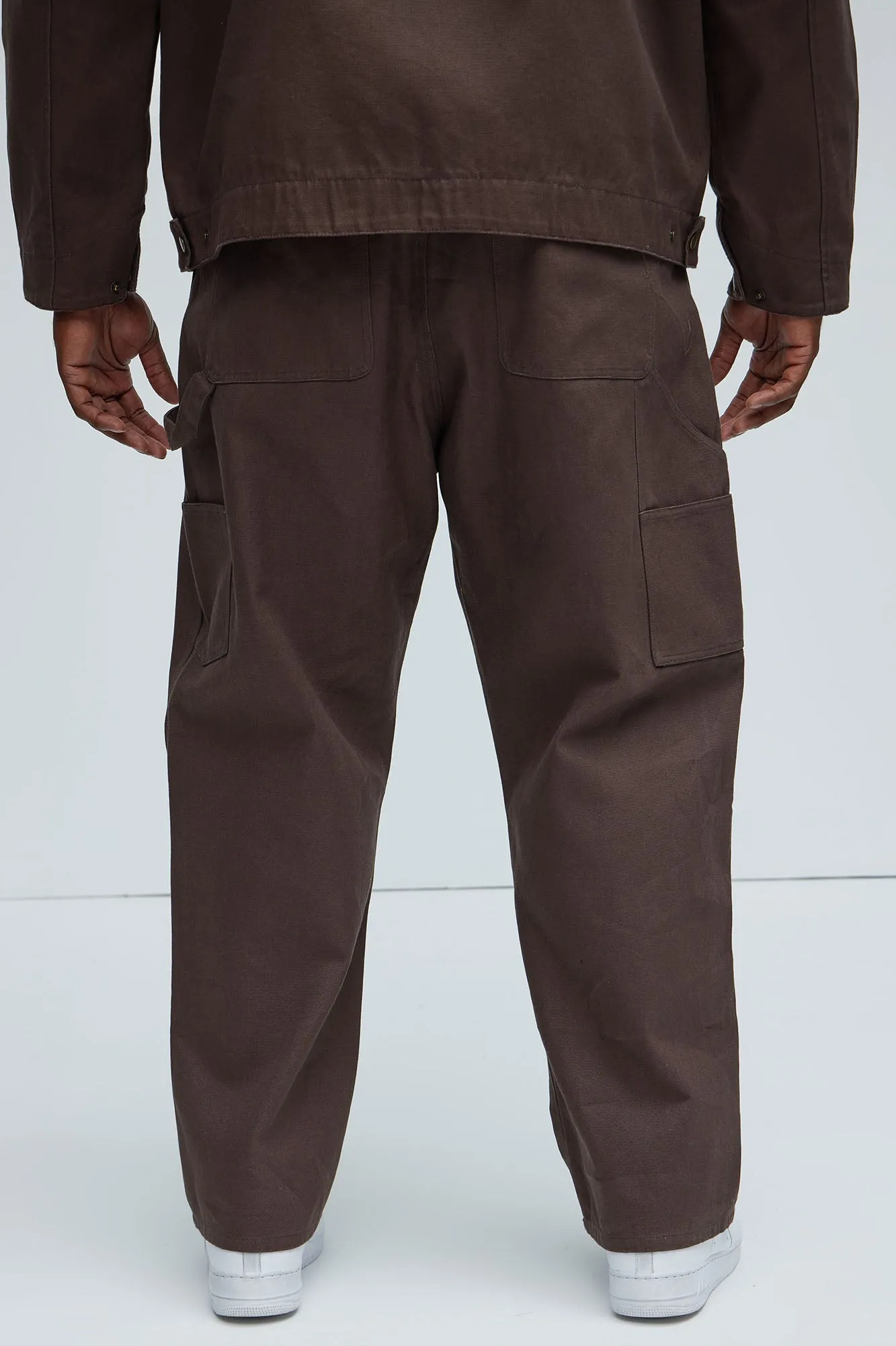 Alexander Double Knee Straight Utility Canvas Pants - Brown