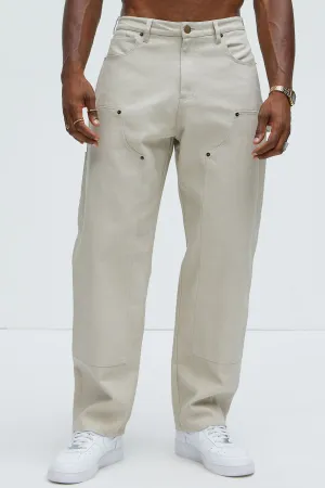Alexander Double Knee Straight Utility Canvas Pants - Off White