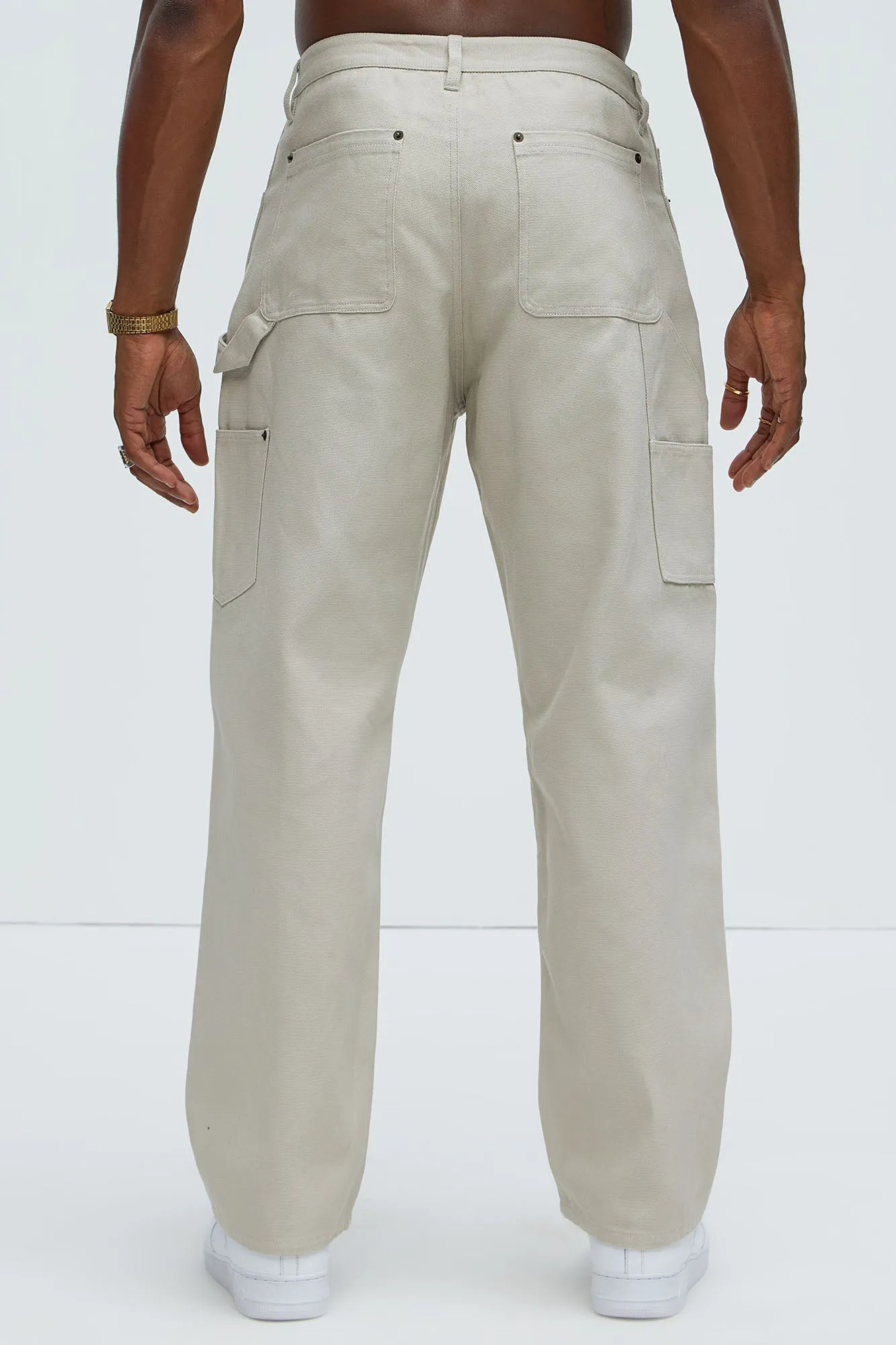 Alexander Double Knee Straight Utility Canvas Pants - Off White