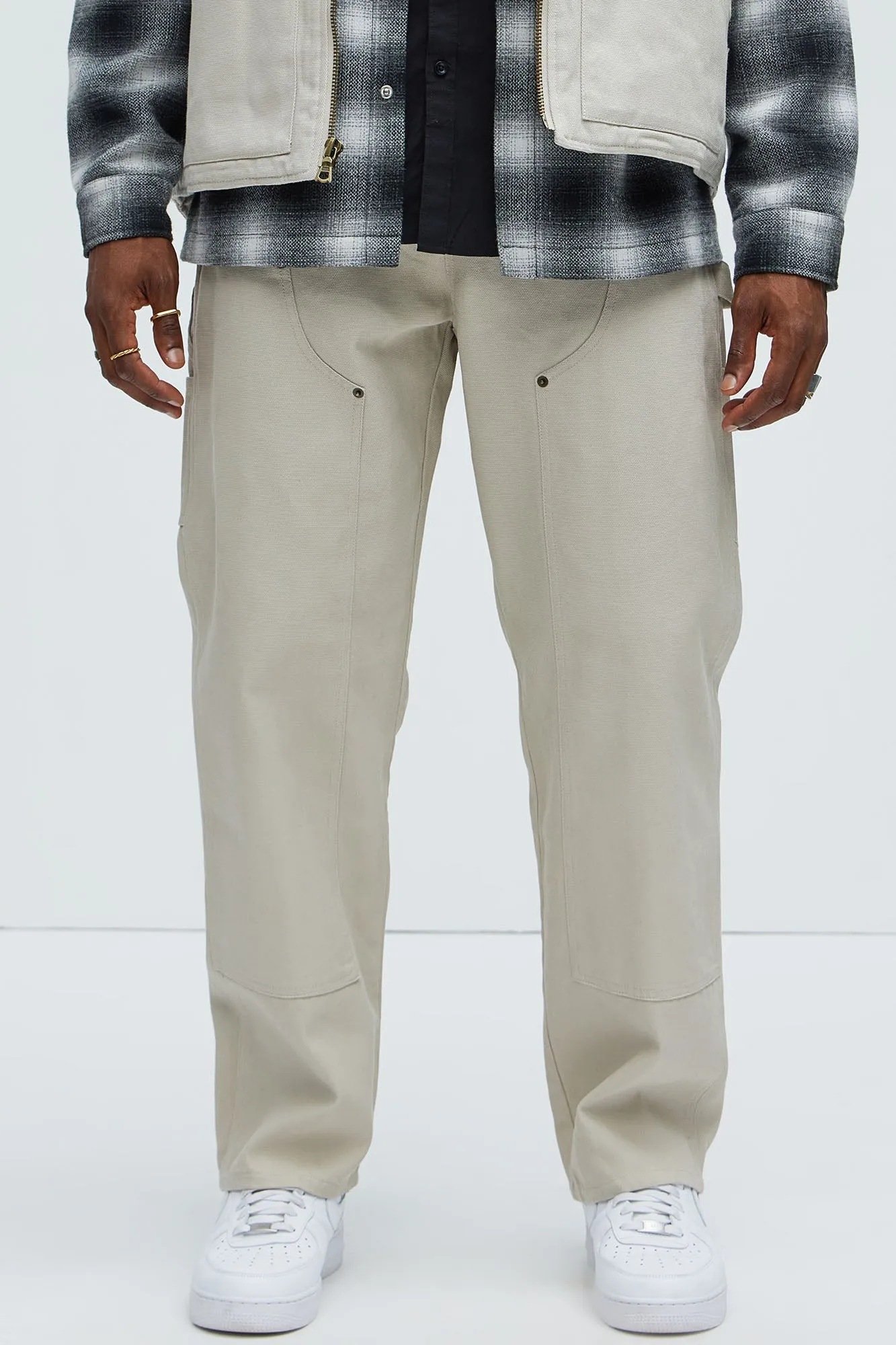 Alexander Double Knee Straight Utility Canvas Pants - Off White