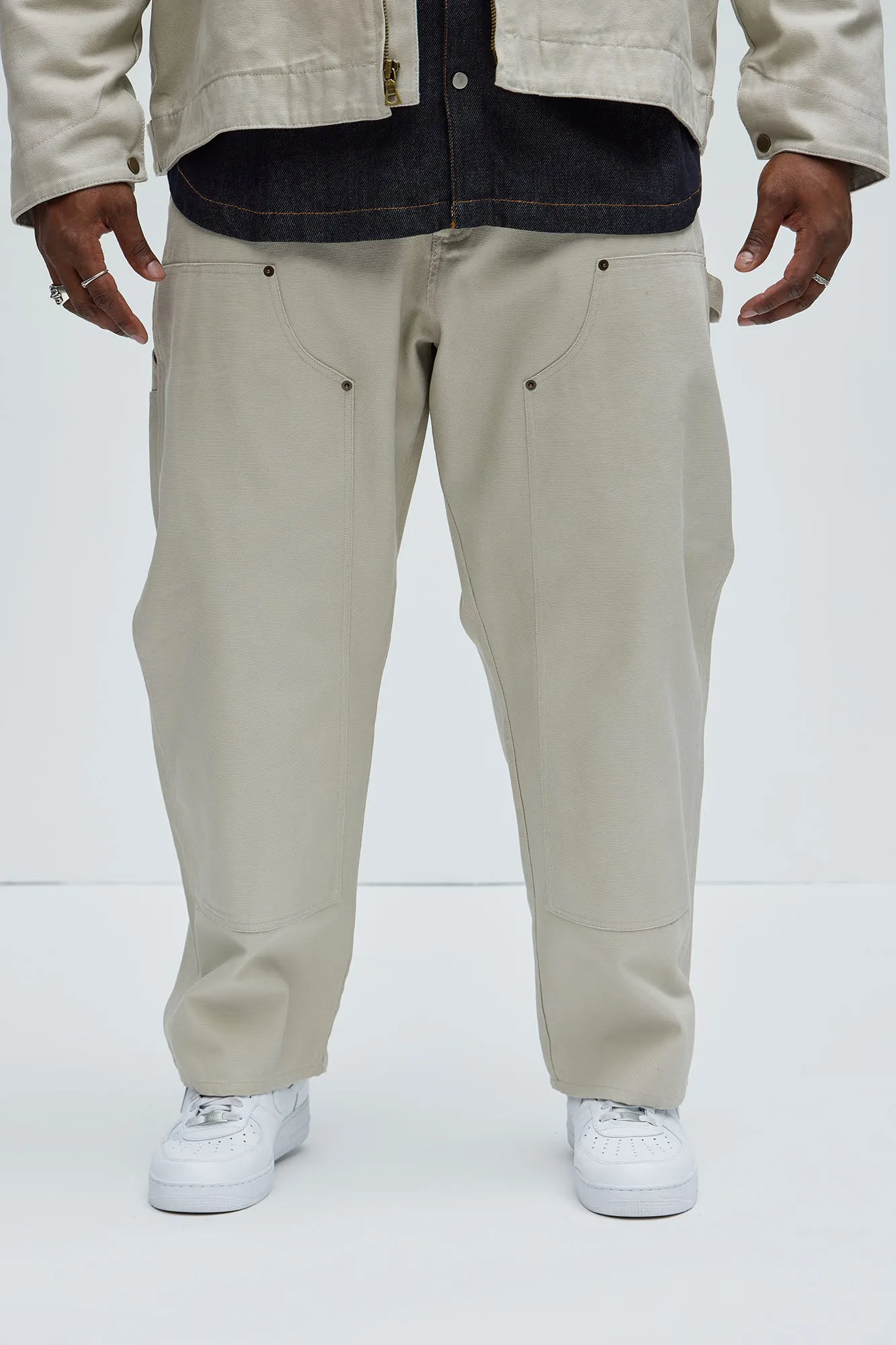 Alexander Double Knee Straight Utility Canvas Pants - Off White