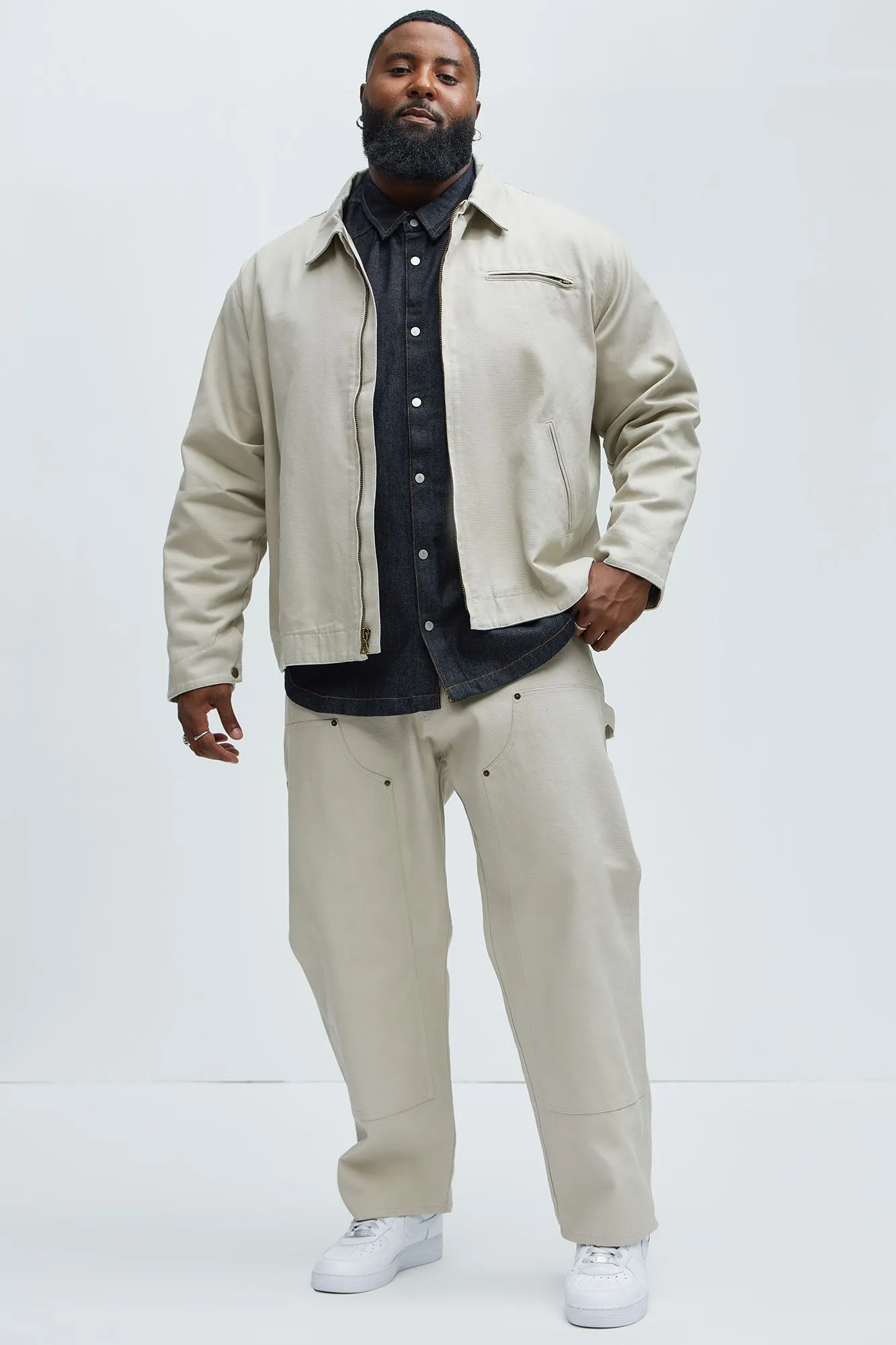 Alexander Double Knee Straight Utility Canvas Pants - Off White