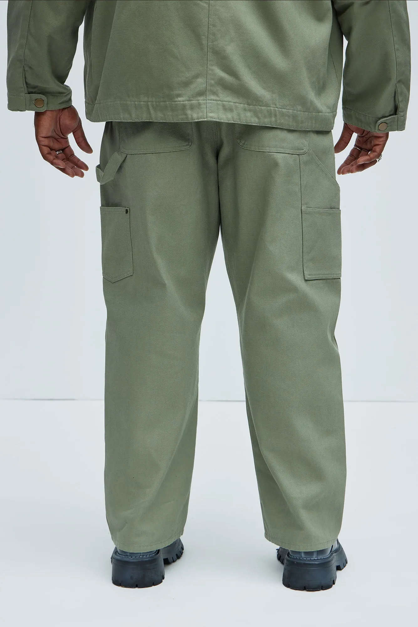 Alexander Double Knee Straight Utility Canvas Pants - Olive