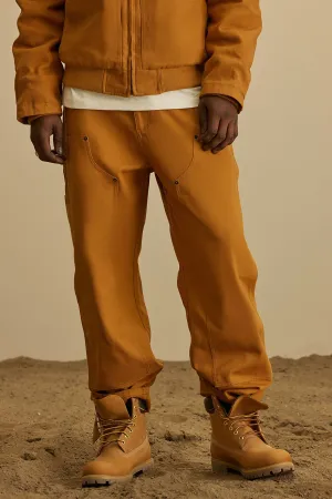 Alexander Double Knee Straight Utility Canvas Pants - Tan