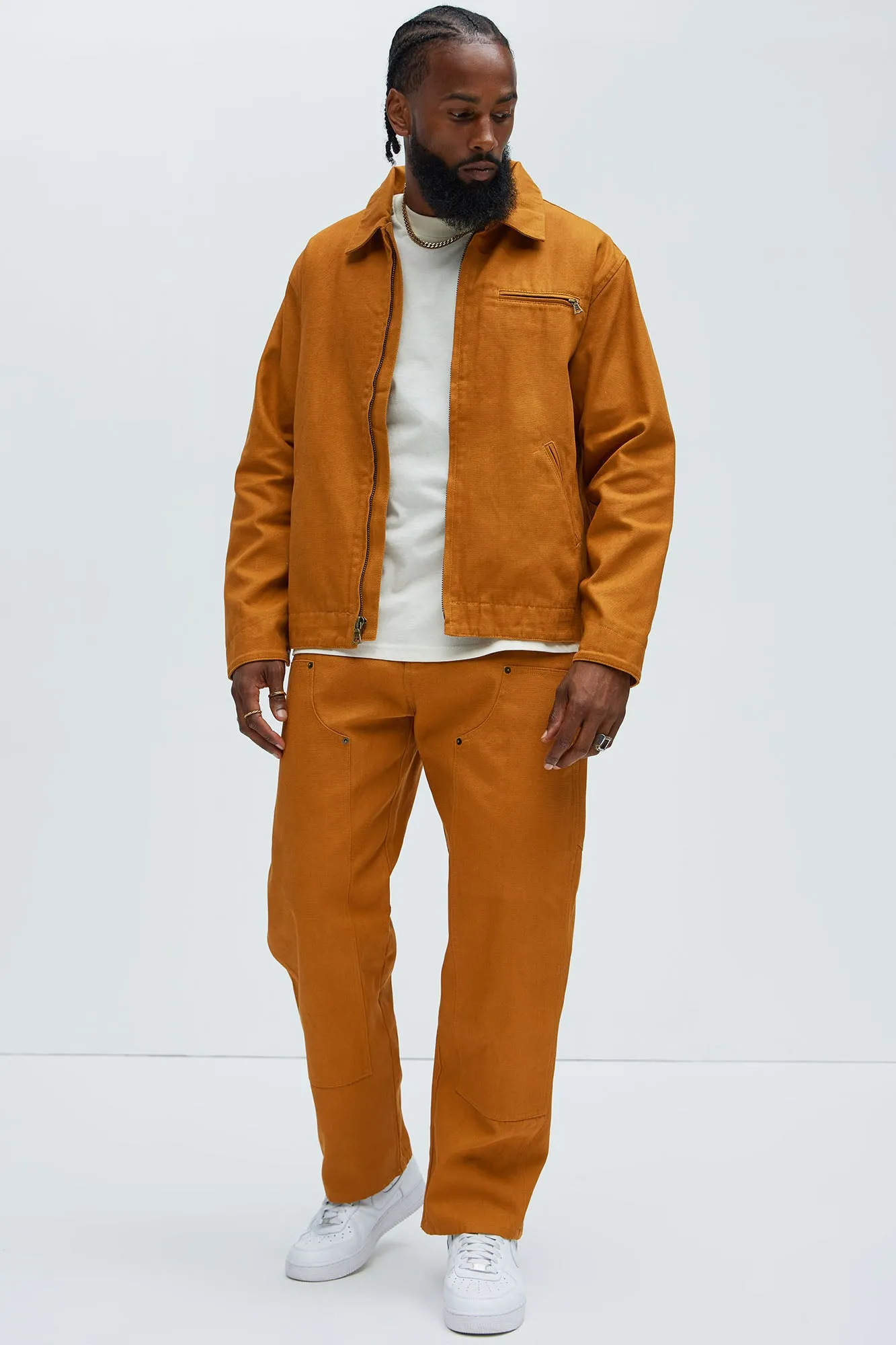 Alexander Double Knee Straight Utility Canvas Pants - Tan
