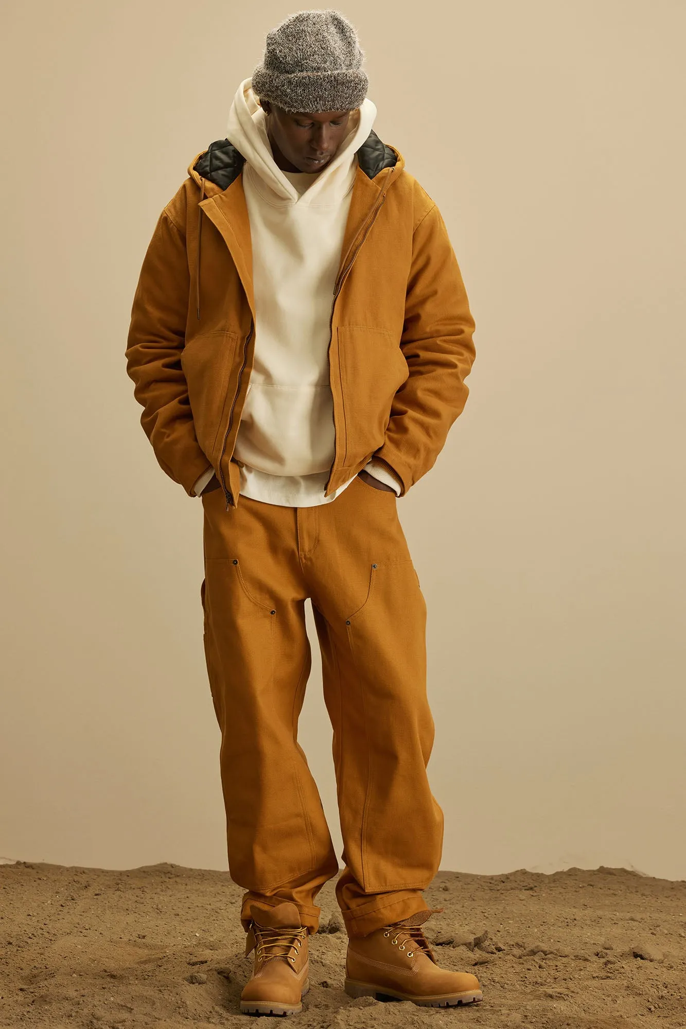 Alexander Double Knee Straight Utility Canvas Pants - Tan