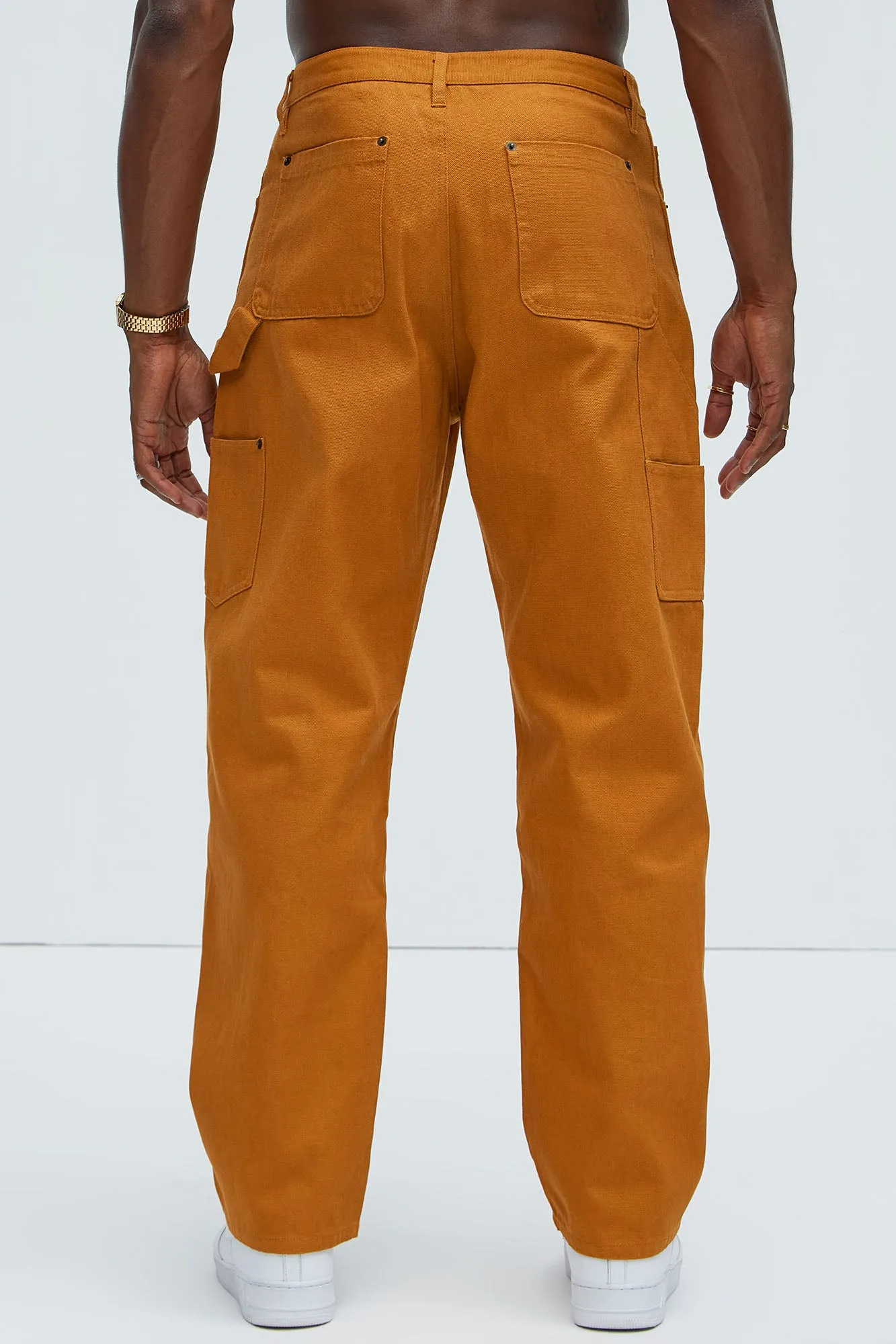 Alexander Double Knee Straight Utility Canvas Pants - Tan