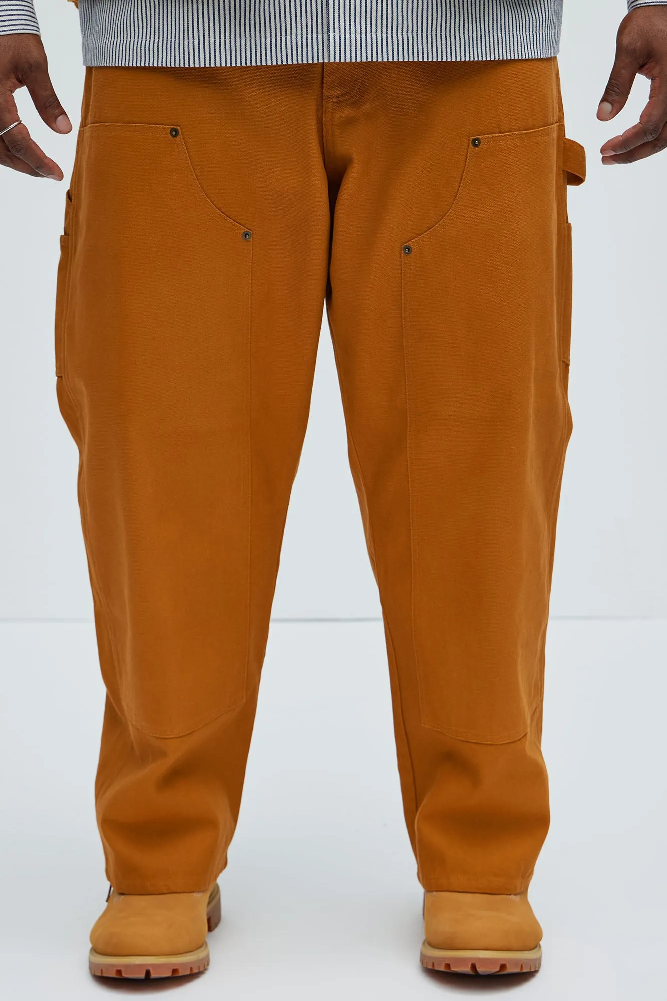 Alexander Double Knee Straight Utility Canvas Pants - Tan