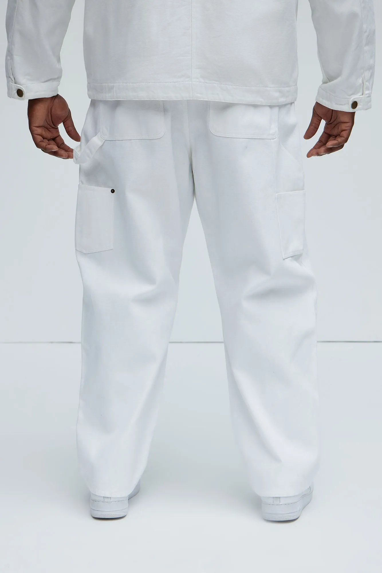 Alexander Double Knee Straight Utility Canvas Pants - White