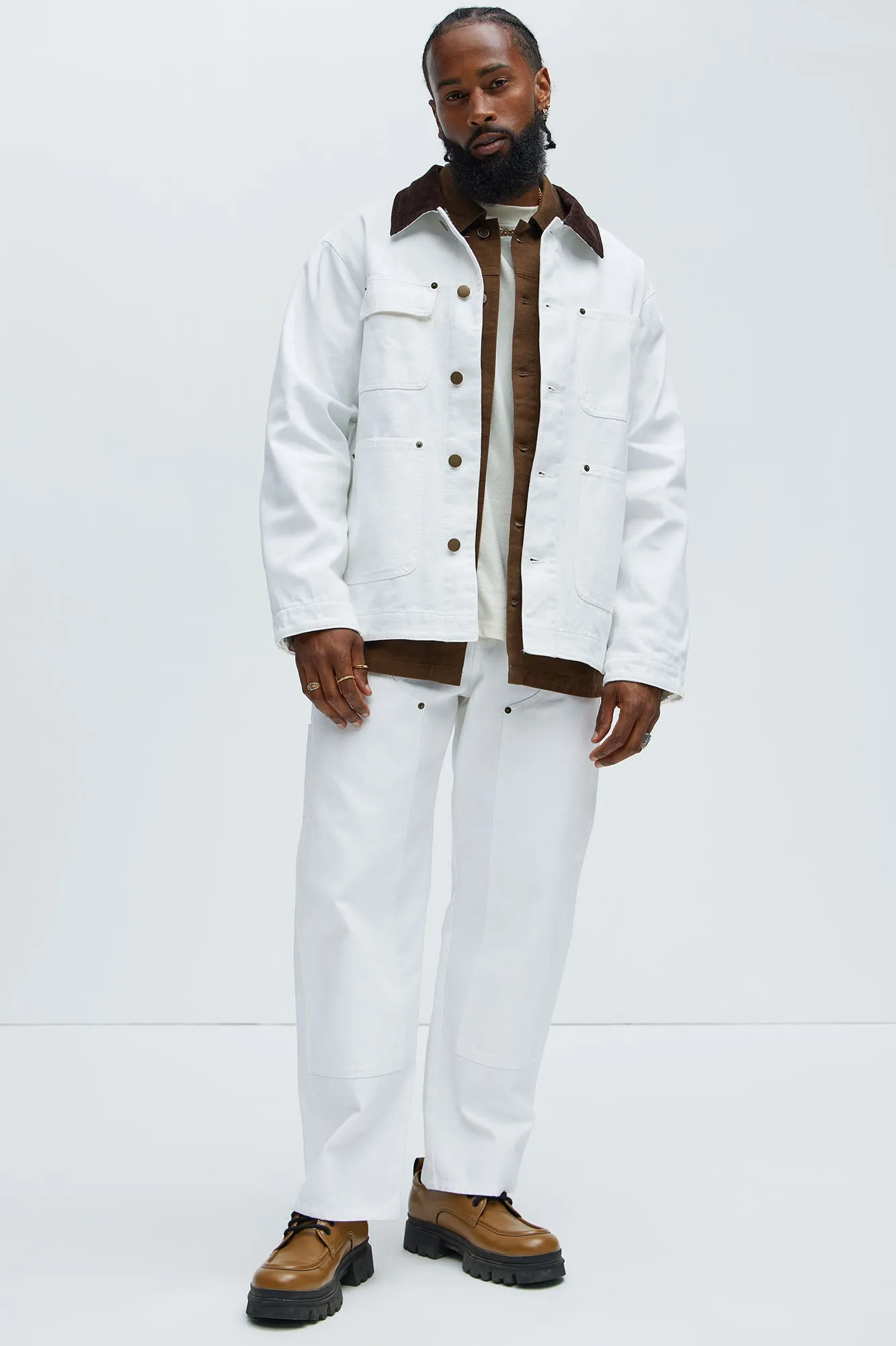 Alexander Double Knee Straight Utility Canvas Pants - White