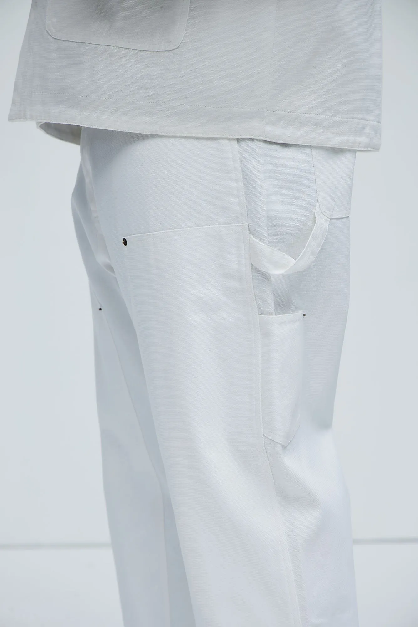 Alexander Double Knee Straight Utility Canvas Pants - White