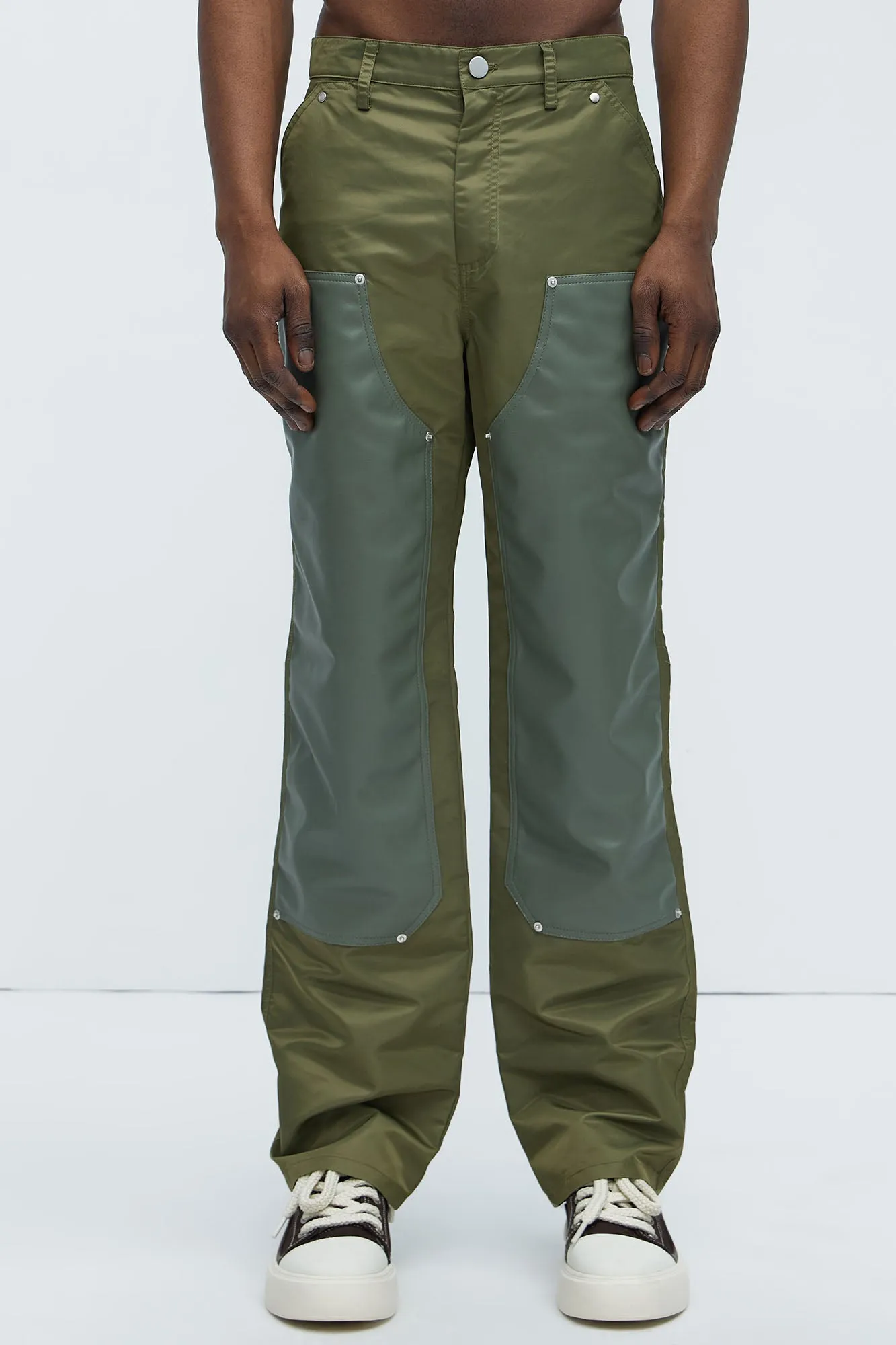 Berlin Carpenter Straight Panel Pants - Olive