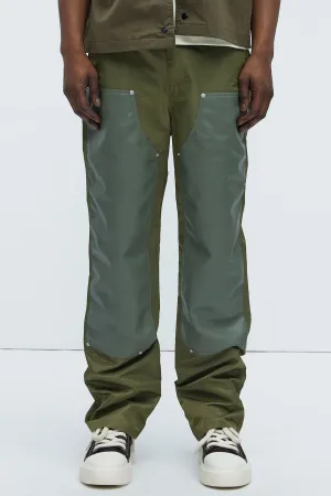 Berlin Carpenter Straight Panel Pants - Olive