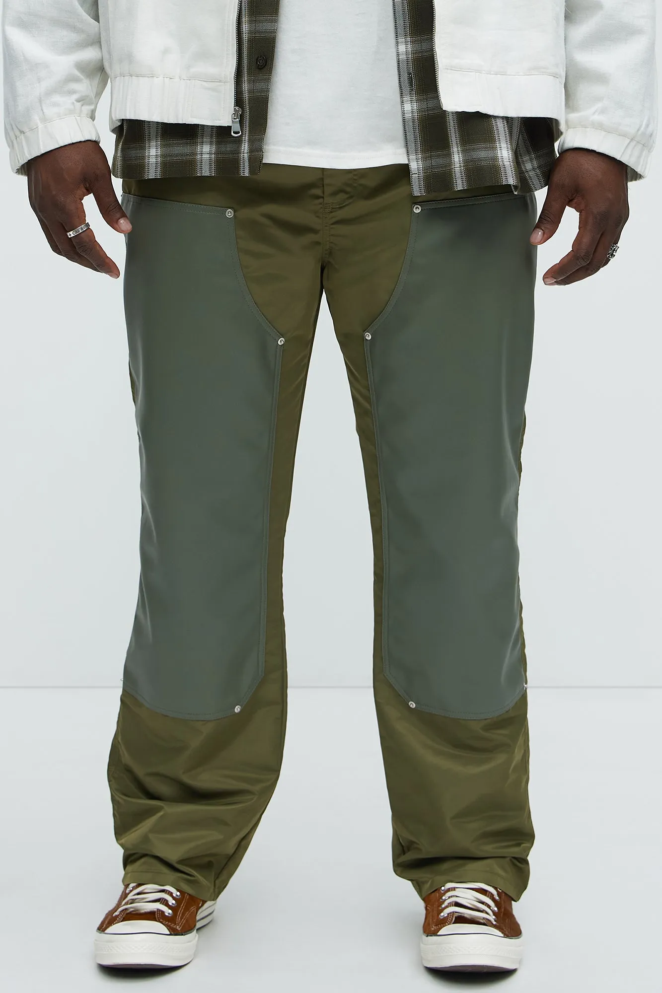 Berlin Carpenter Straight Panel Pants - Olive