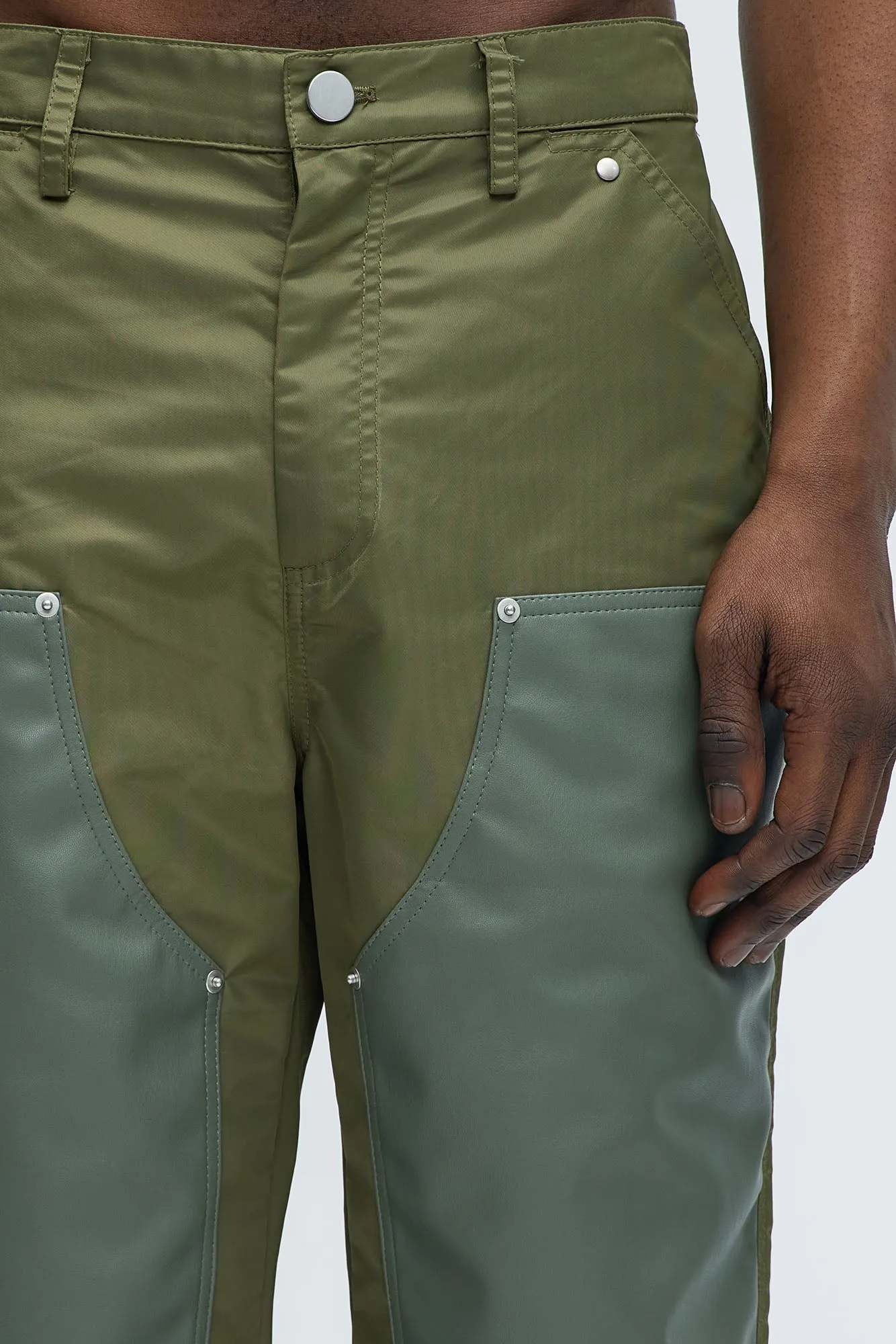 Berlin Carpenter Straight Panel Pants - Olive