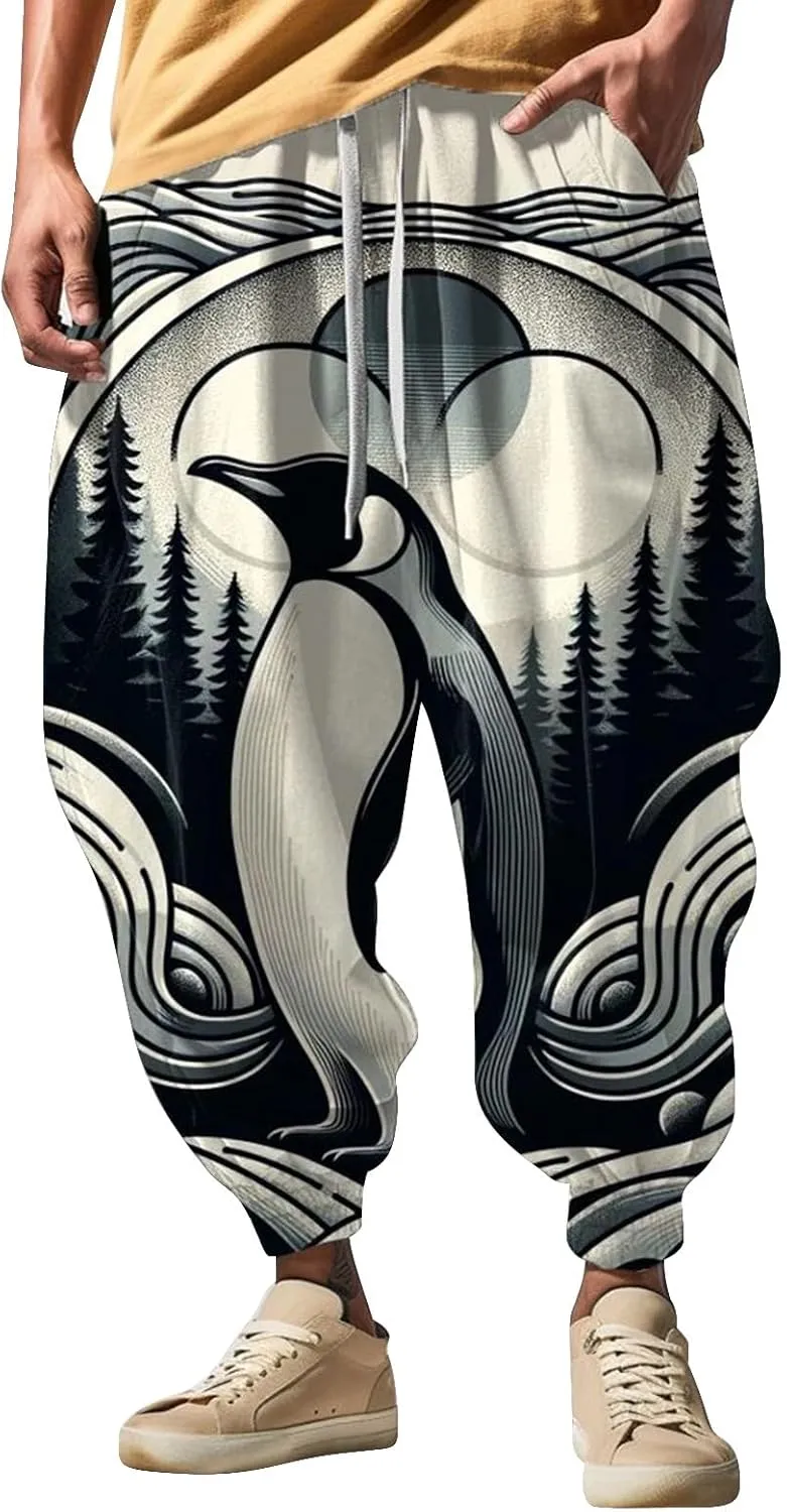 Casual Comfy Elastic Drawstring Baggy Trouser Sweatpants Mens Athletic Pants Japanese Pants Samurai