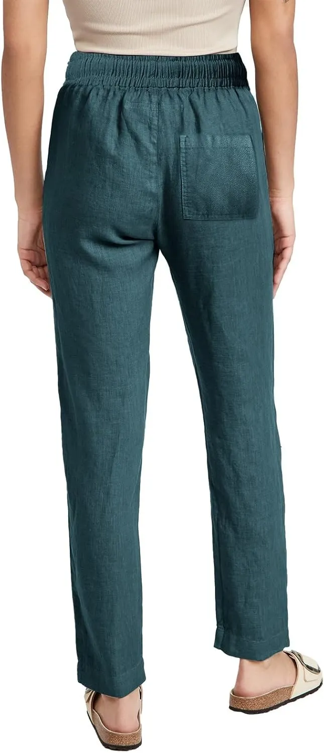 Casual Pants Women Summer Drawstring High Waist Straight Leg Pants Casual Dressy Work Vacation Beach Trousers with Pockets