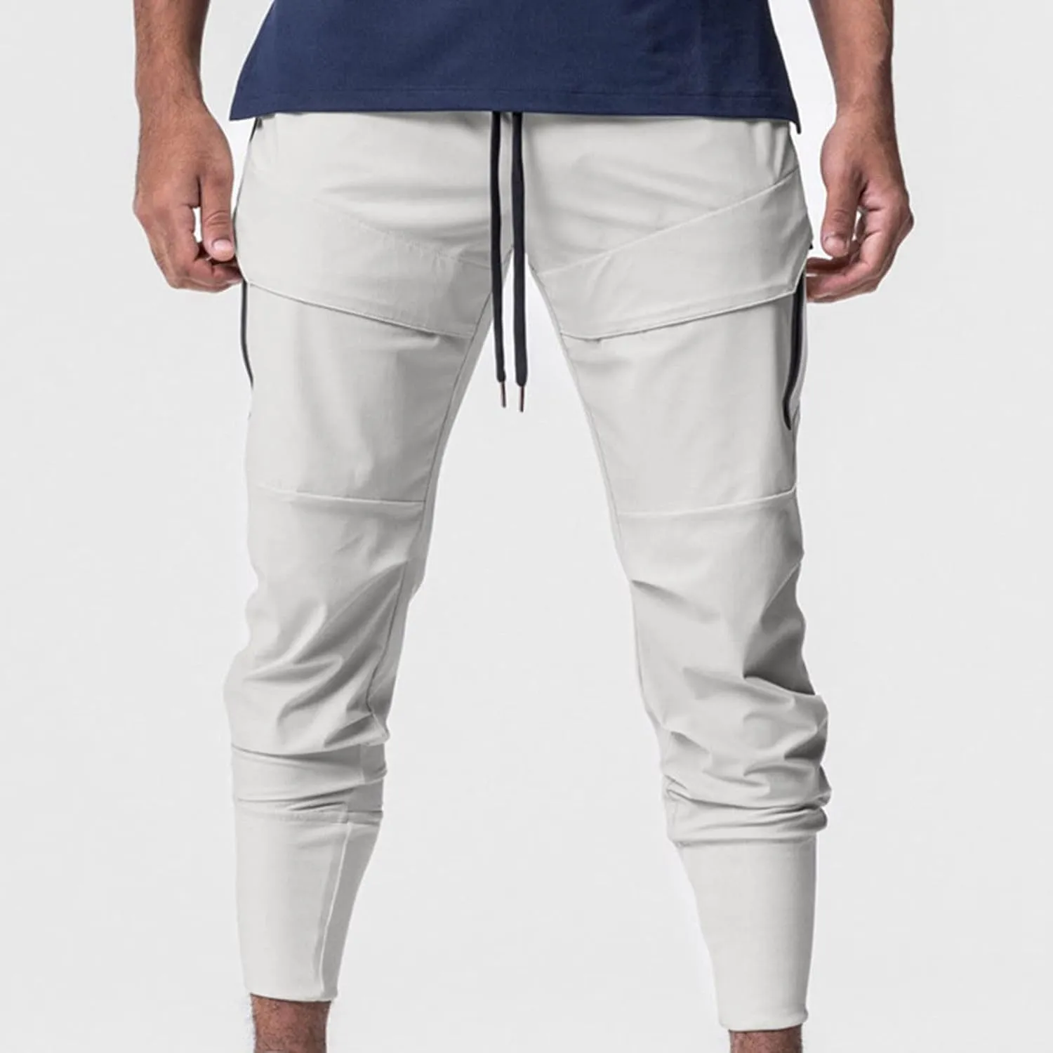 Finelylove Track Pants Men Slim Fit Athletic Jogger Sweatpants Elastic Waist Quick Dry Hiking Pants with Zip Pockets