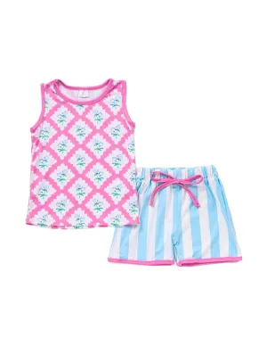 Floral Stripe Short Set