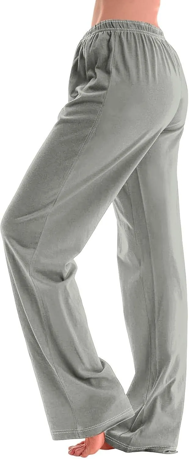 GIERIDUC Pajams Pants for Women Flowy Palazzo Pants Boho High Waist Wide Leg Trousers Summer Beach Lounge Outfits 2025