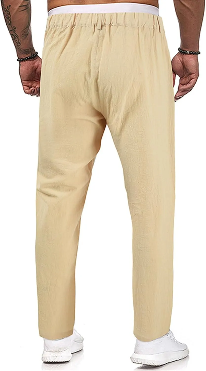 Golf Pants Men Lightweight Casual Pant Button Stretch Pleated Slacks Chino Pant Summer Beach Vacation Vintage Trousers