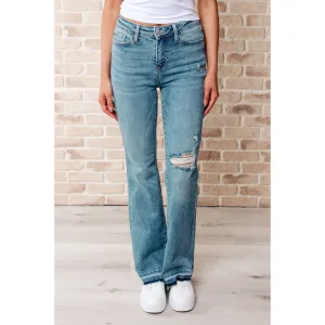 Judy Blue Mid Rise Distressed Released Hem Bootcut Jeans: 3/26