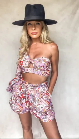 Lilac floral shorts