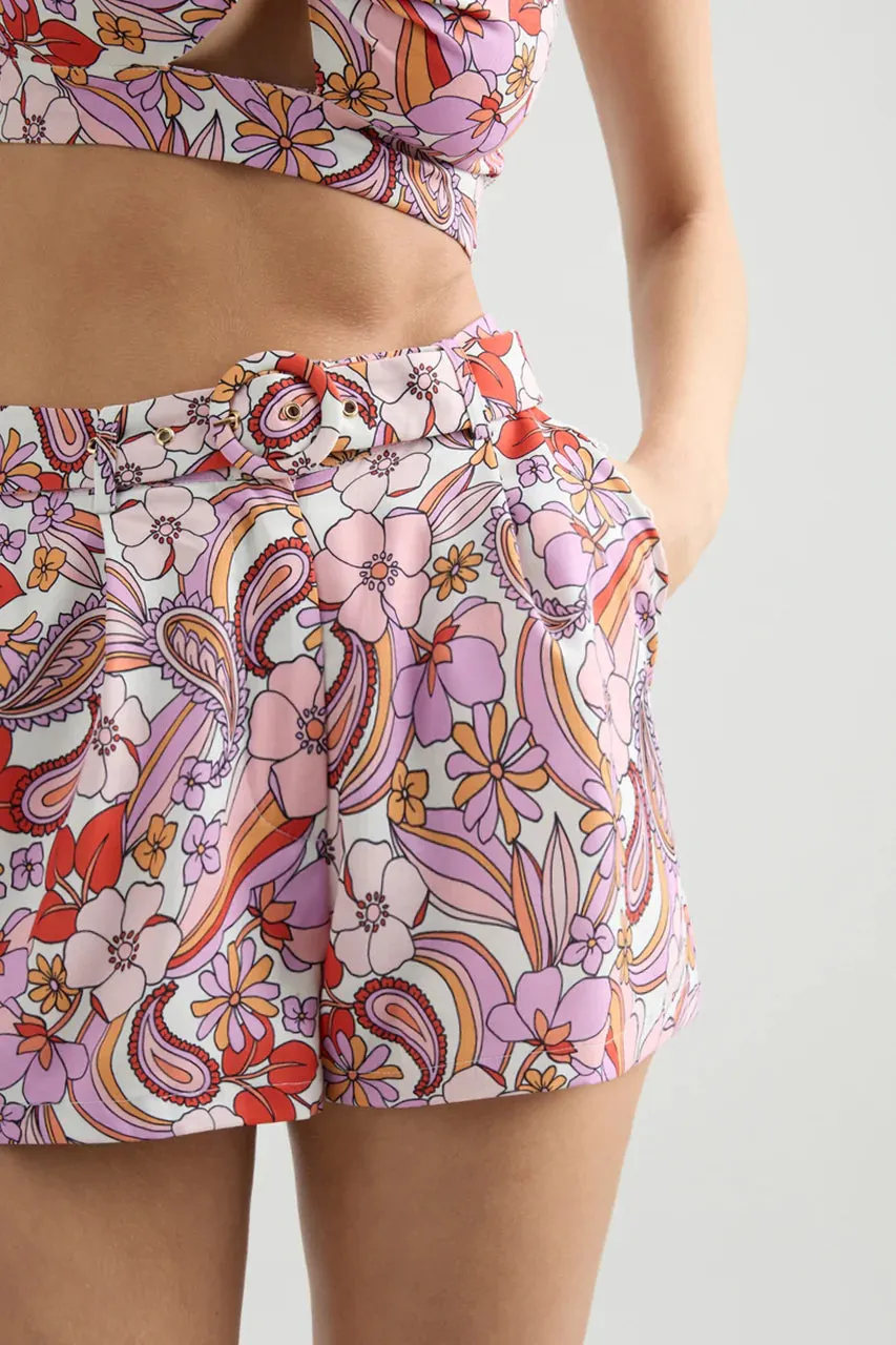 Lilac floral shorts