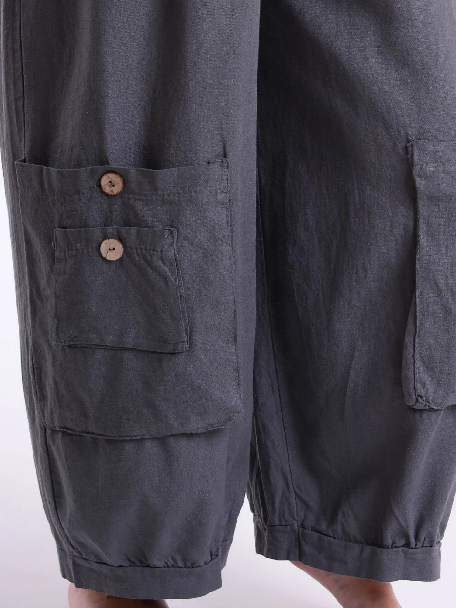 Linen Trousers with button pockets - 10034