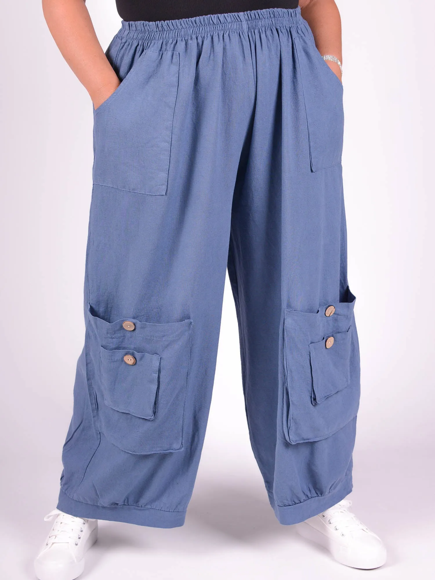 Linen Trousers with button pockets - 10034