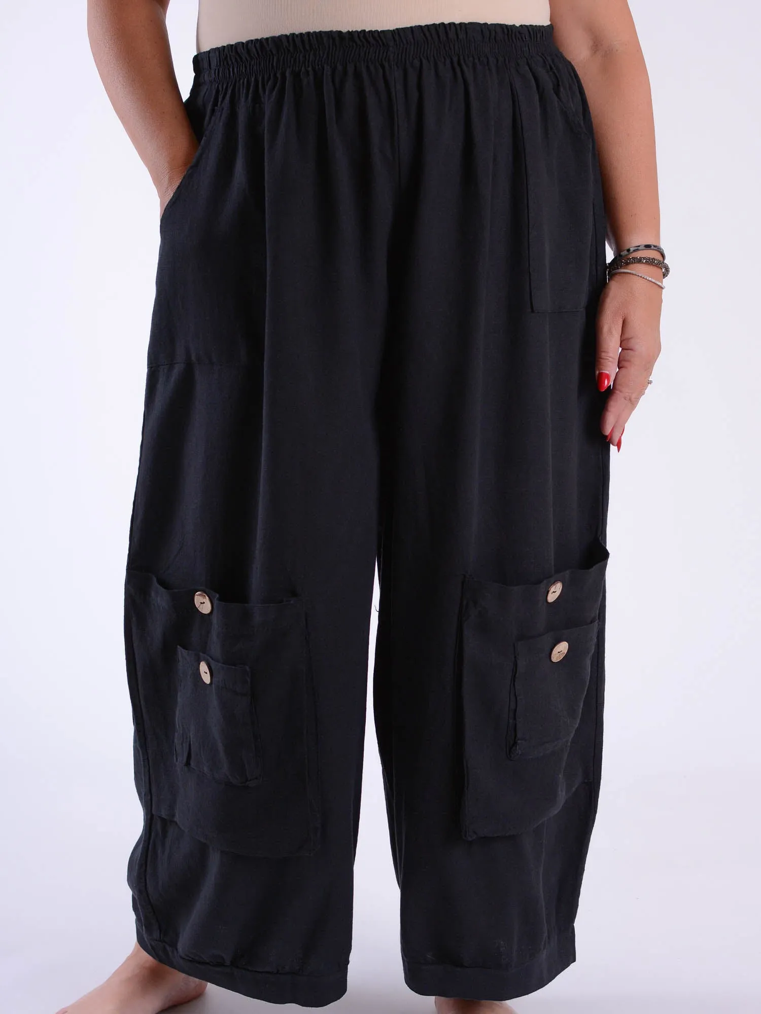Linen Trousers with button pockets - 10034