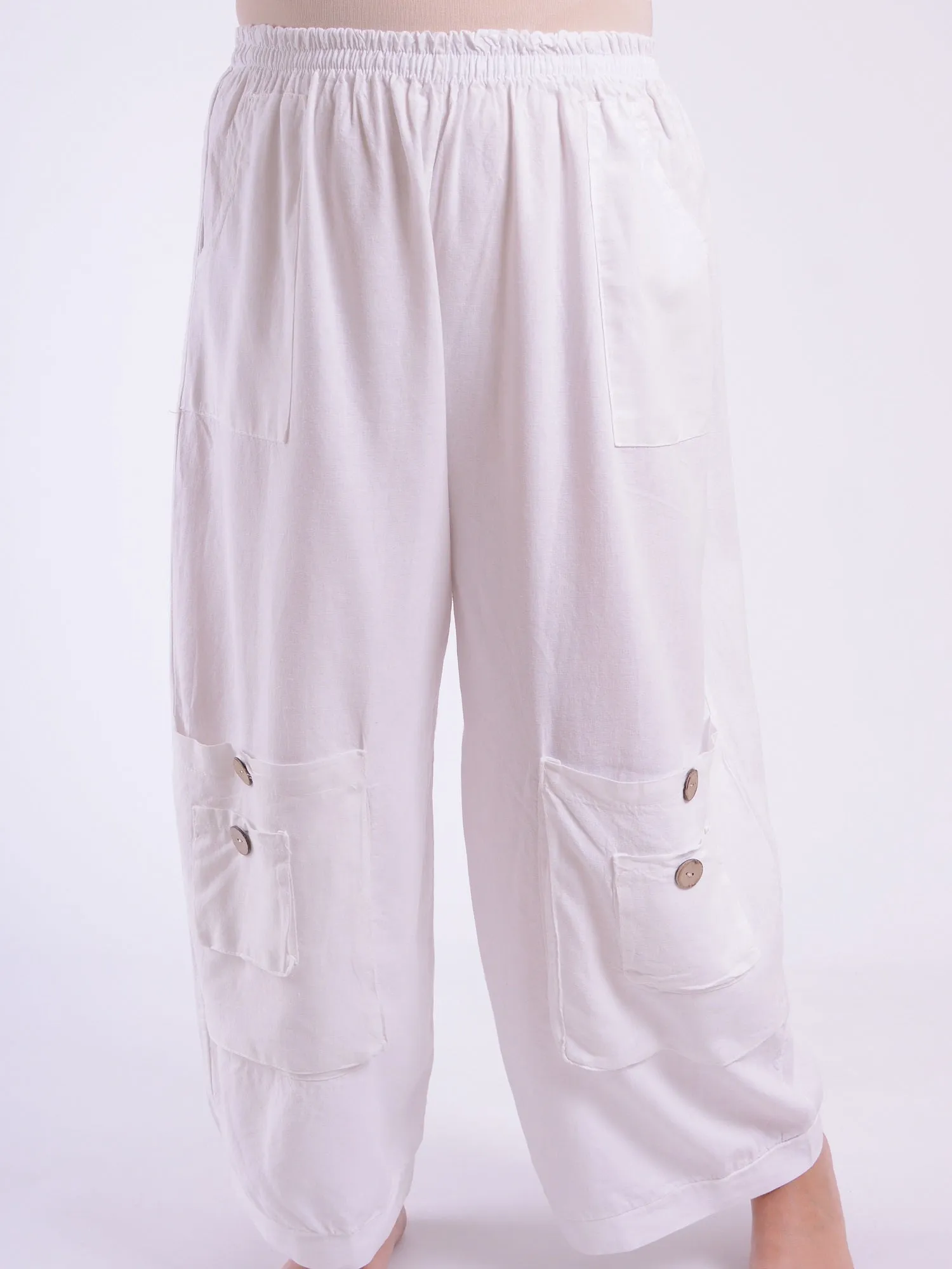 Linen Trousers with button pockets - 10034