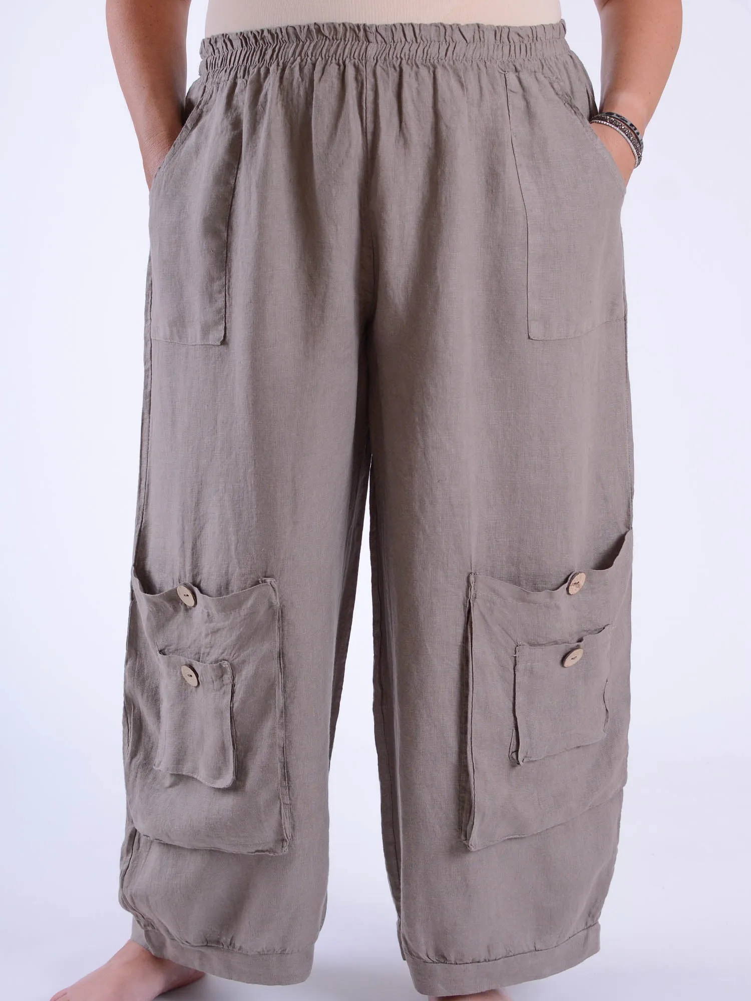 Linen Trousers with button pockets - 10034