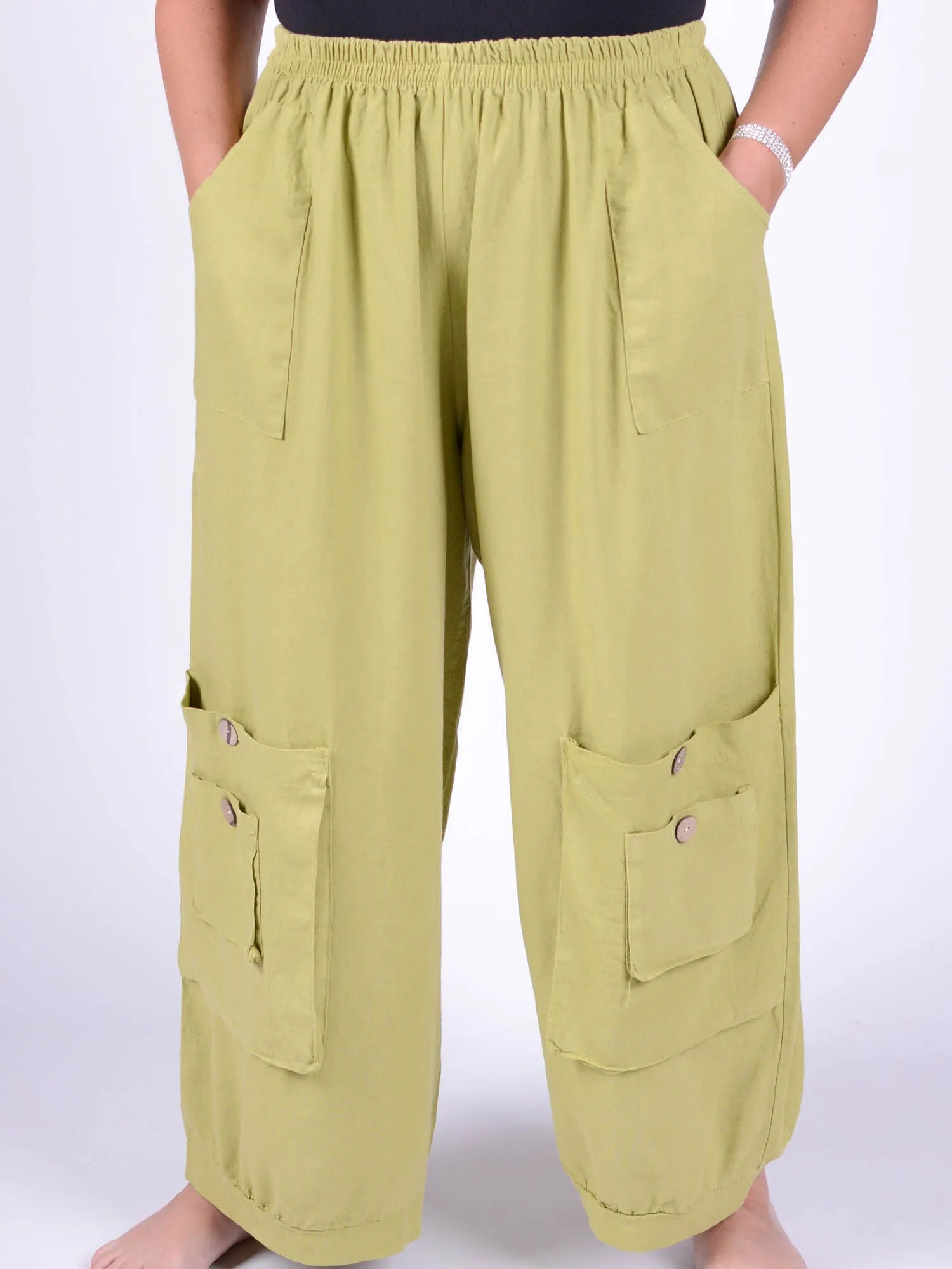 Linen Trousers with button pockets - 10034