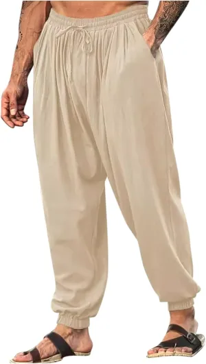 Man Harem Flare Wide Leg Trousers Pants Trousers Pants Sweat Pants for Mens Linen Sport Gym Trousers Pants 2025