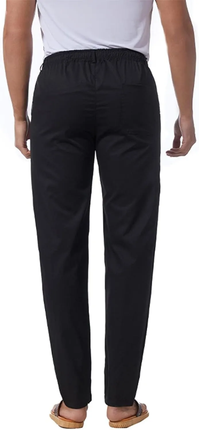 Men's Casual Linen Pants Cotton Drawstring Chino Hiking Pants Summer Yoga Beach Pants Lightweight Trousers for Men