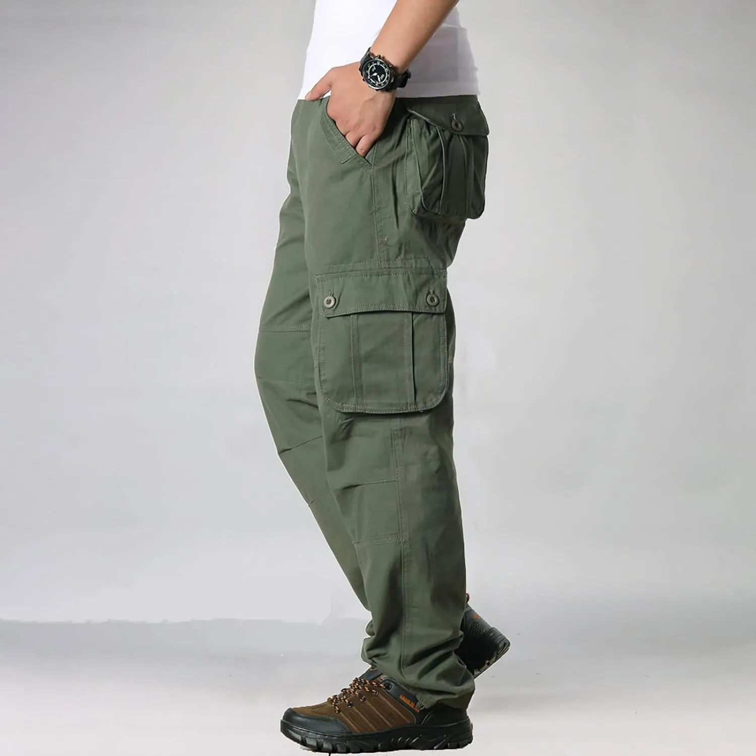 Mens Pants Cargo Drawstring Chino Cargo Pants Lightweight Hiking Pants Outdoor Twill Track Jogging Sweatpants Pants