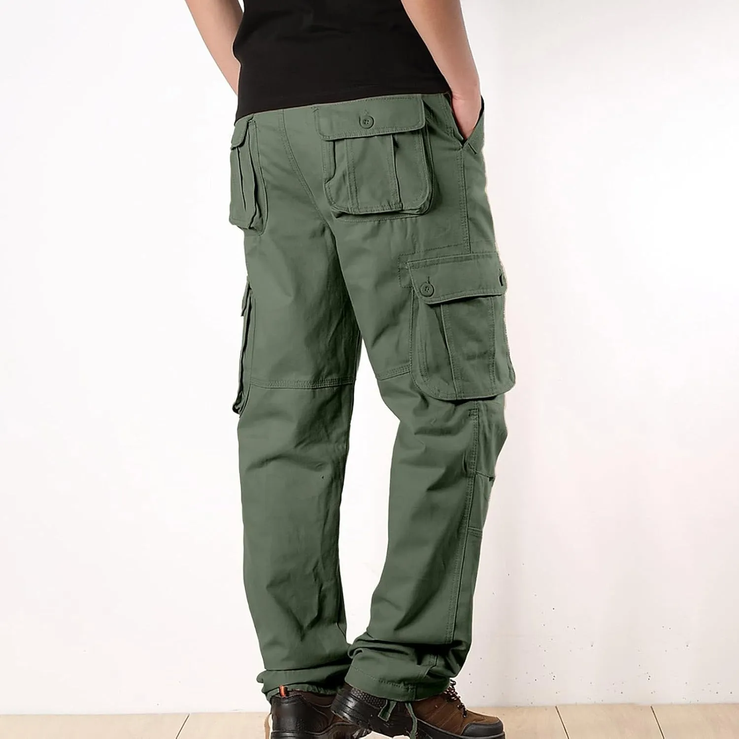 Mens Pants Cargo Drawstring Chino Cargo Pants Lightweight Hiking Pants Outdoor Twill Track Jogging Sweatpants Pants