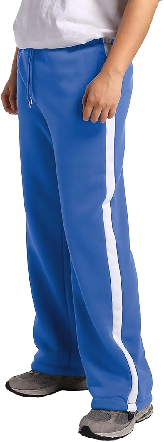 Mens Sweatpants Joggers, Fleece Baggy Sweatpants, Straight Leg Elastic Waist Cargo Pants, Casual Drawstring Sweatpants
