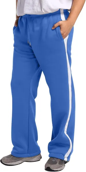 Mens Sweatpants Joggers, Fleece Baggy Sweatpants, Straight Leg Elastic Waist Cargo Pants, Casual Drawstring Sweatpants
