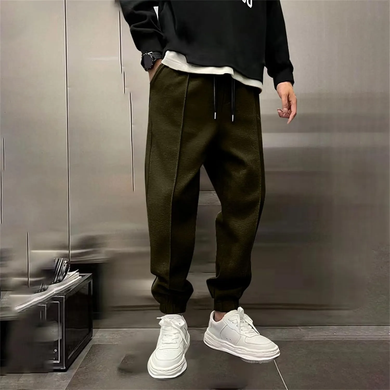 MIDOO Cargo Pants Men Drawstring Chino Cargo Pants Lightweight Hiking Pants Outdoor Twill Track Jogging Sweatpants Pants