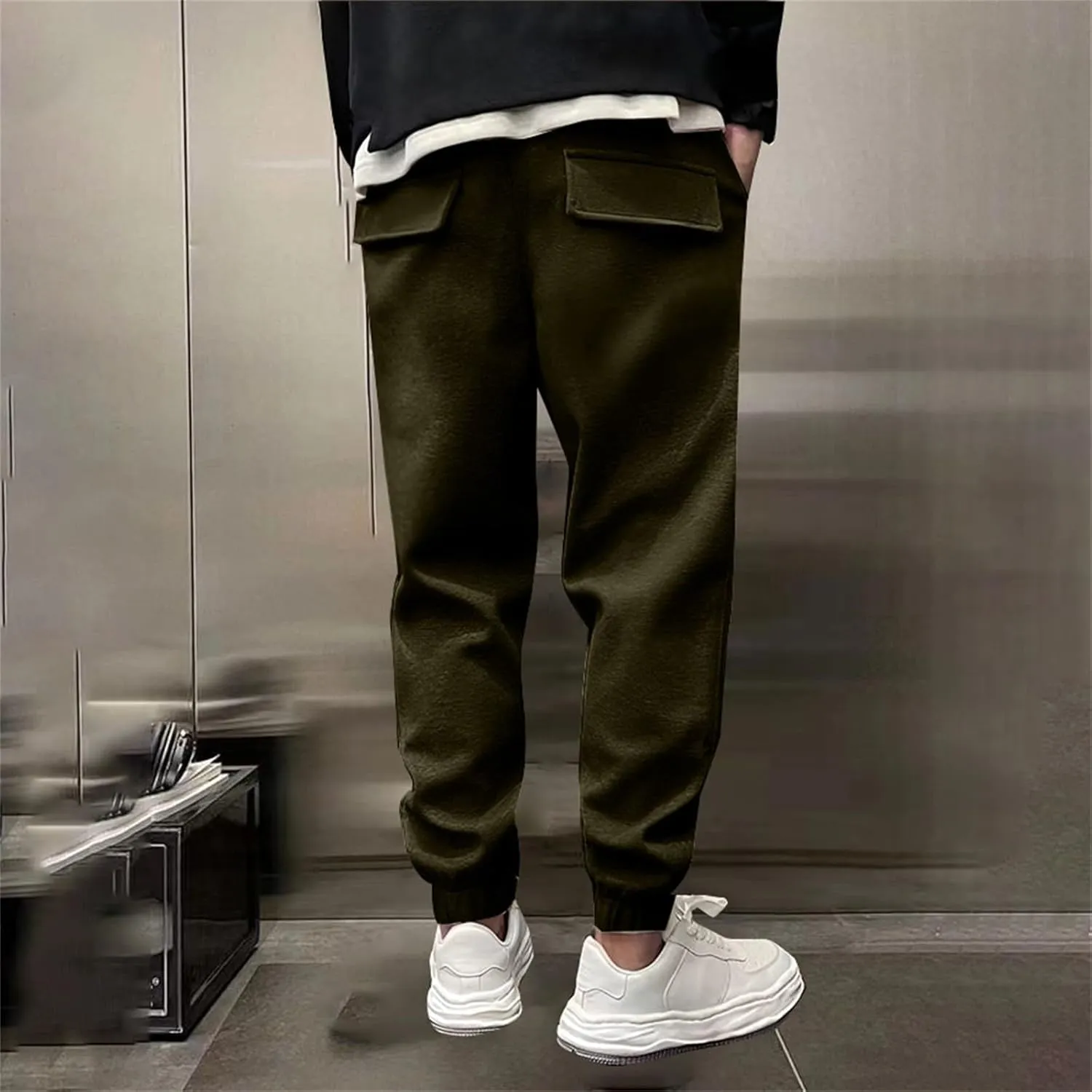 MIDOO Cargo Pants Men Drawstring Chino Cargo Pants Lightweight Hiking Pants Outdoor Twill Track Jogging Sweatpants Pants
