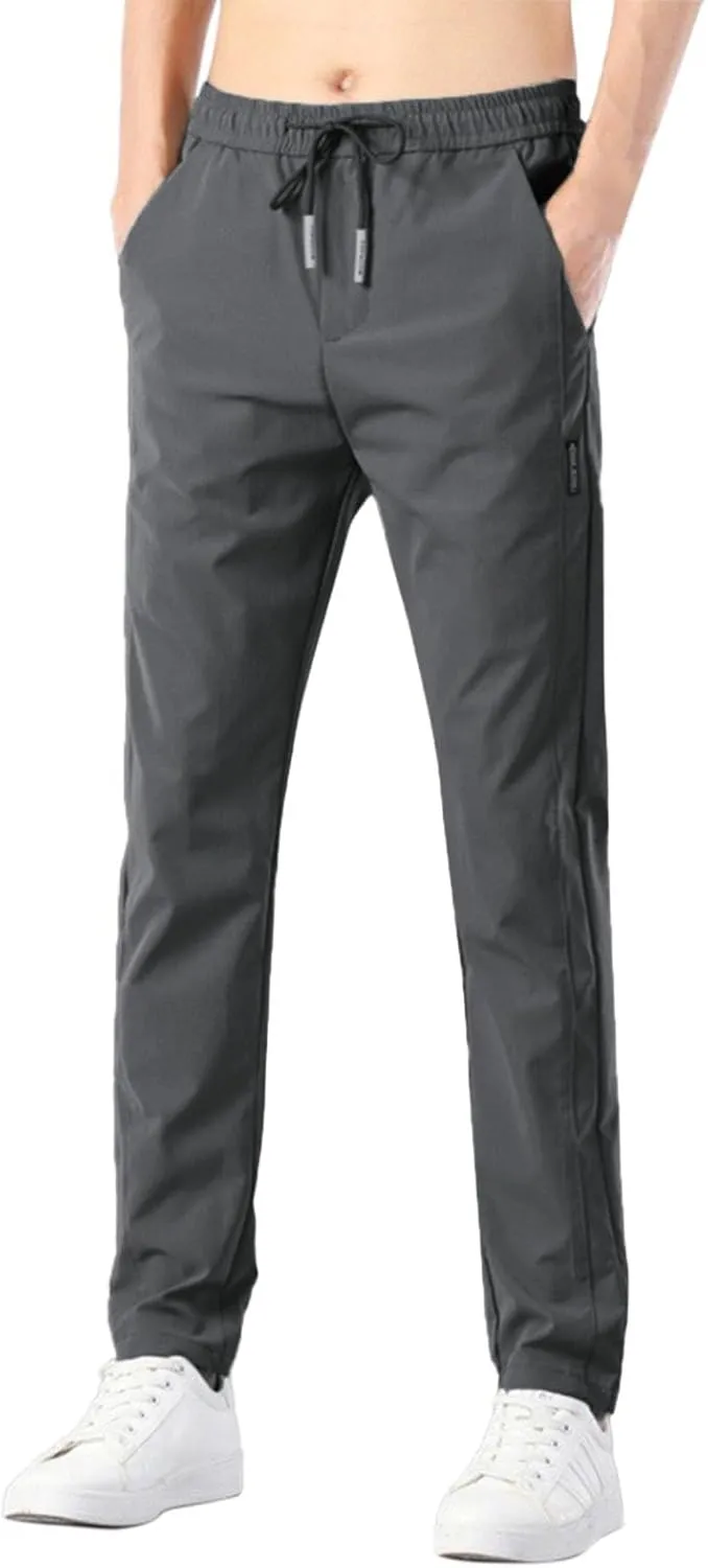 MIDOO Mens Pants Casual Stretch Baggy Elastic Waist Drawstring Sweatpants with Pockets Lightweight Casual Joggers Trousers