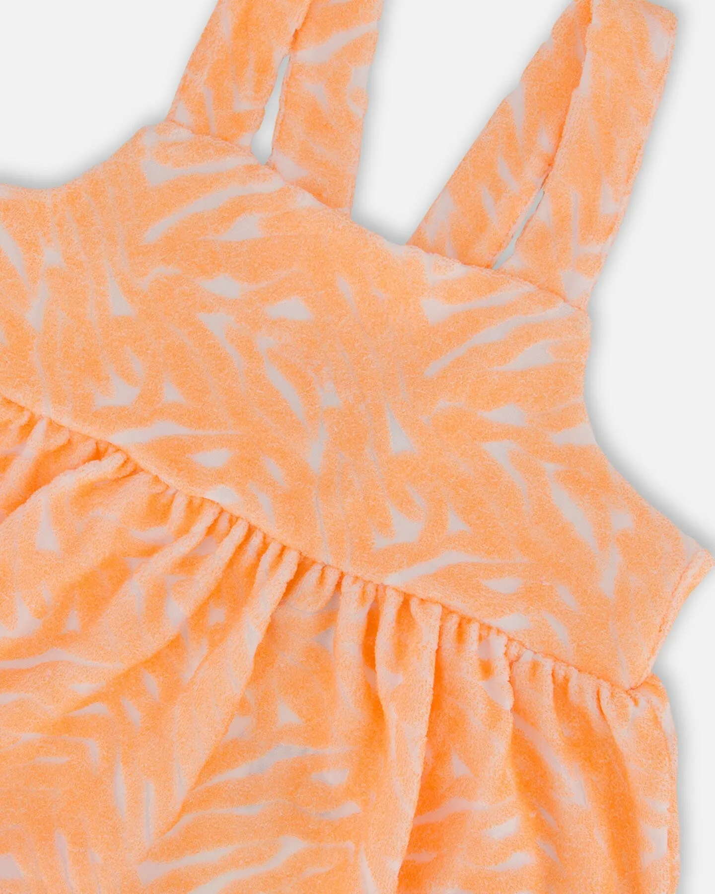 Printed Terry Tank Top And Shorts Set Vibrant Orange And White