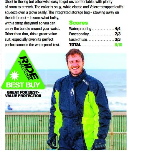 Richa Typhoon Waterproof Overalls Suit - Black / Fluo Yellow